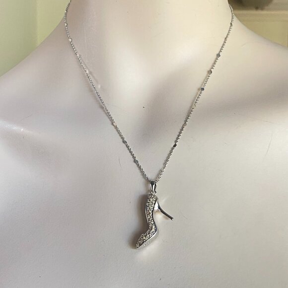 FAC Champagne Crystal Stiletto Silver Tone Necklace - Picture 2 of 10